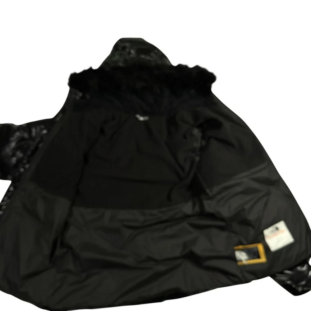 The North Face 600 Down Jacket Girls XXL 18/20 Shiny Black Fur Hood Puffer Youth